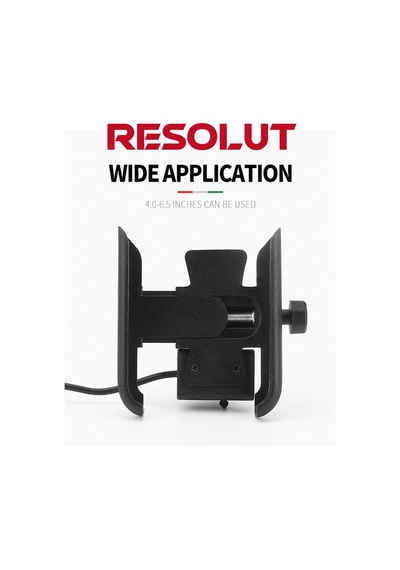 Resolut Motosiklet USB Şarjlı Alüminyum Alaşım Gidon Bağlantılı Telefon Tutucu
