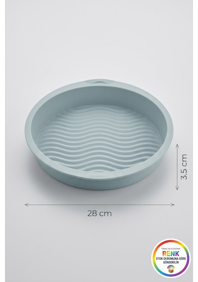 Silikon Cheesecake Kalıbı Kulplu Dalgalı Yuvarlak Pasta Kek Kalıbı Platinum Silikon 28 Cm Çok Renkli