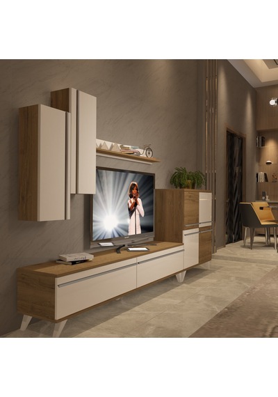 Decoraktiv Eko 6 Mdf Std Retro Tv Ünitesi Tv Sehpası Pera - Beyaz
