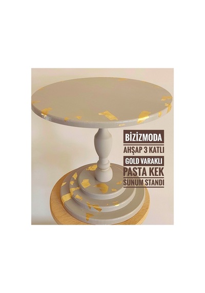 Pasta Standı Ahşap Ayaklı Katlı Sunum Servis Standı Pasta Kek Standı Düzenleyici Vizon
