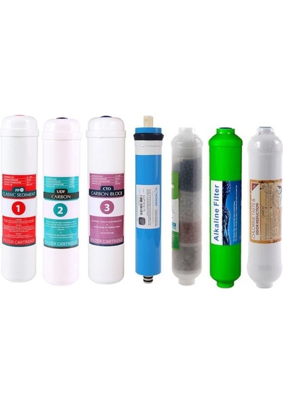 Kapalı Kasa Su Arıtma Cihazı Filtresi - Inline 7 Aşamalı Su Arıtma Filtre Seti -4 Lü- Alkali