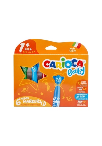 Carioca Süper Jumbo Teddy Keçeli Kalem 6 Renk - Boyama Kitabı Set