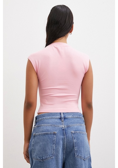 Never More Sıfır Kol T-shirt Pembe