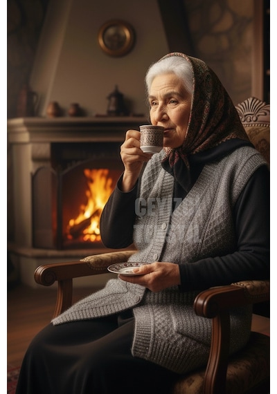 Urfakent Yelek Düğmeli Çeyizlik Yelek - Anne Yeleği - Gri Çok Renkli
