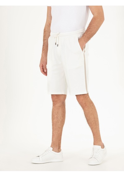 Cacharel Ekru Slim Fit Örme Şort Bej