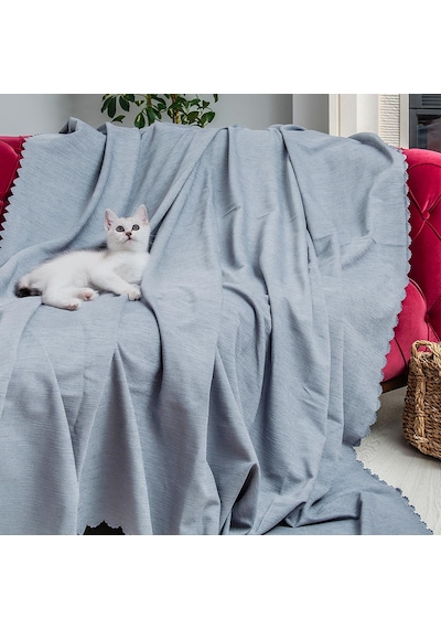 Kaymaz Koltuk Örtüsü Çift Taraflı Mikrofiber Şönil 175x350 Cm Xl- Bulut Kedi Köpek Ve Çocuk Dostu Bulut