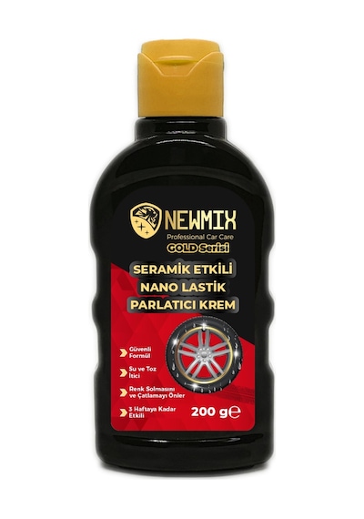 Newmix Seramik Etkili Gold Serisi Nano Lastik Parlatıcı Krem 180 G