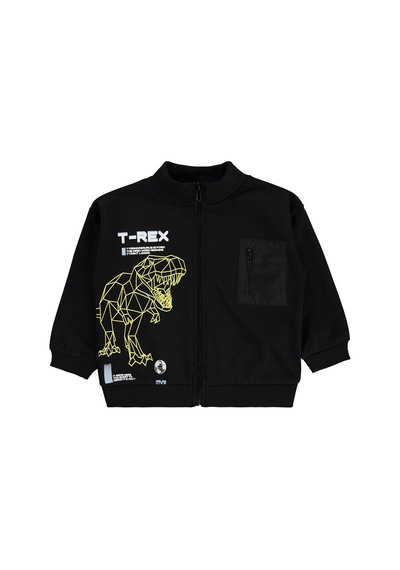 Silversun Kids Silversun T-rex Dinozor Baskılı 2-7 Yaş Hırka - Siyah