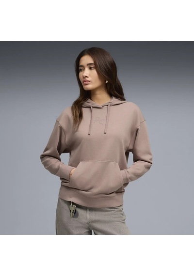 Puma Ess Scrıpt Hoodie Kahverengi Kadın Sweatshirt