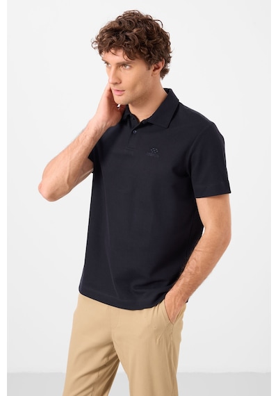Tommy Life Lacivert Basic Logolu Standart Kalıp Triko Polo Yaka Erkek T-shirt - 87748 Lacivert