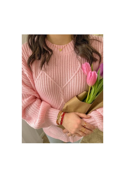 Sayzen Your Shine Selanik Örgülü Oversize Bisiklet Yaka Oversize Kadın Kazak Pembe Sayzen Your Shine Selanik Örgülü Oversize Bisiklet Yaka Oversize Kadın Kazak Pembe