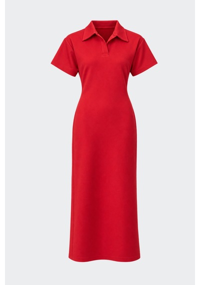 Suud Collection Kırmızı Raine Polo Yaka Elbise