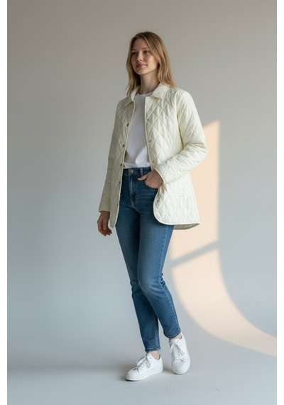 CottonCool Kadın Kapitone Mont Krem