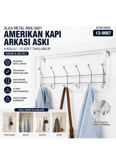 6 Kollu Krom Kapı Arkası Askı