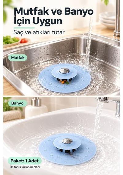 Silikon Lavabo Ve Küvet Tıkacı Süzgeç Tıkanıklık Önleyici Saç Tutucu