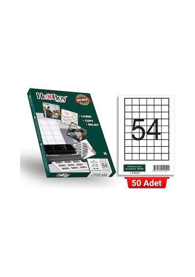 Herboy Hb-1054 35 X 33,16 Mm A4 Laser Etiket 50 Adet