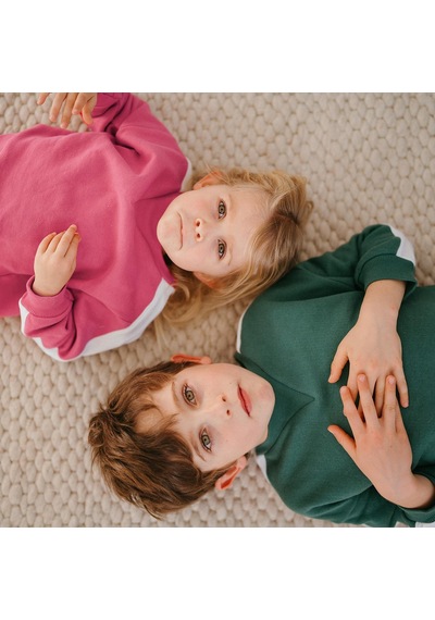 Antebies Organik Pembe,beli Lastikli Bağcıklı Manşetli Kız Bebek Sweatshirt Eşofman Takımı