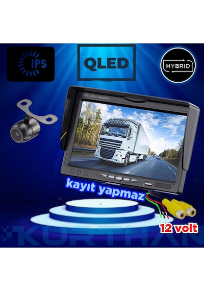 7 İnç Qled Ips Ekran Ve 1 Adet Kelebek Kamera Kayıt Yapmaz 12 V