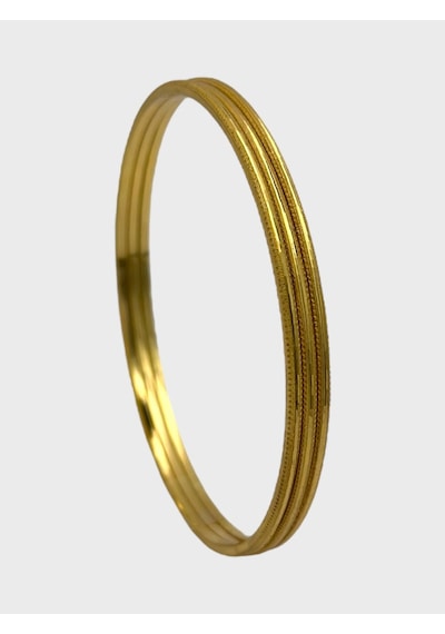 Arnes Jewelry Çelik 22 Ayar Altın Kaplama Desenli Ajda Bilezik - 3 Adet 21 Cm Ar637nes Gold