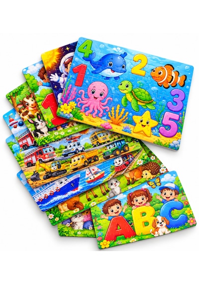 13x18 40 Parçali Eğitici Çocuk Puzzle Seti 8 Farklı Tema 01