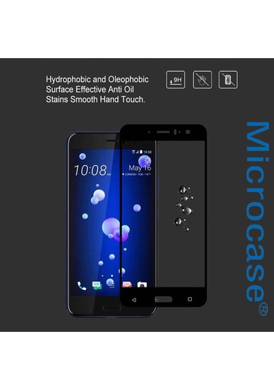 Htc U11 Tam Kaplayan Çerçeveli Tempered Cam Koruma