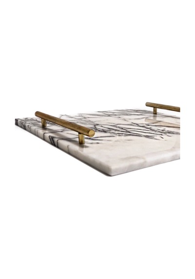 Lux & Marble Piazza. Dikdörtgen Damarı Beyaz Mermer Pirinç Kul .