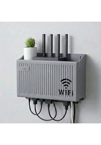 Duvar Tipi Wi-fi Modem Saklama Kutusu Gri Kablo Düzenleyici Router Raf Organizer 5047 Belirtilmemiş