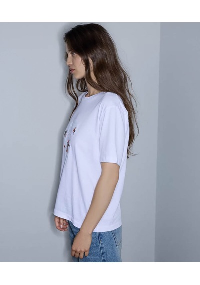 İpekyol Monogram Nakışlı Beyaz Kadın T-shirt Iw6260070172