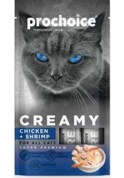 Prochoice Creamy Tavuklu Ve Karidesli Sıvı Krema Kedi Ödülü 4 X 15 Gr