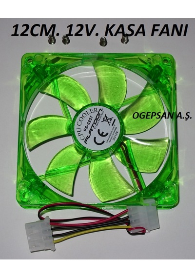 12Cm Kasa Fanı 12 V Yeşil Renk Ledli Fan