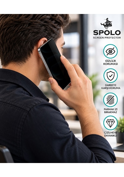 Spolo İphone 17 Ekran Koruyucu Large Arc 500cc Full Hd Oval Kenarlı Darbe Ve Çizilme Koruyucu Cam