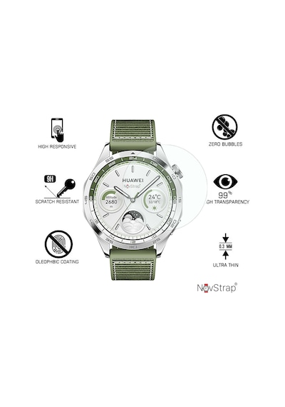 Novstrap Huawei Watch Gt4 46mm İle Uyumlu Ekran Koruyucu 9h Temperli Cam Kolay Uygulama Aparatlı