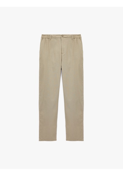 Koton Cepli Beli Lastikli Keten Karışımlı Slim Fit Pantolon Gri 6sam40165hw