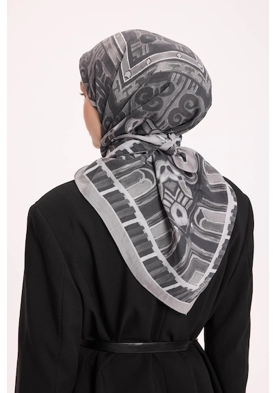 Silk Home Dört Mevsim Antik Motif Viskon Velora Eşarp 6419 Füme-Gri