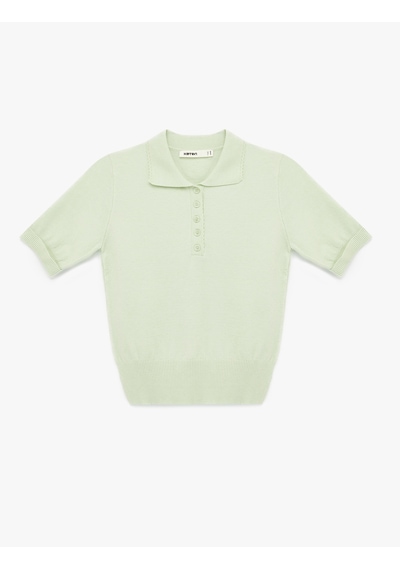 Koton Düğmeli Kısa Kollu Polo Yaka Triko Kazak Mınt 6sak90042ht Mint