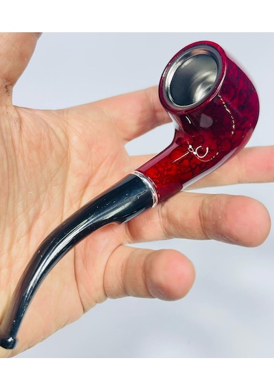 Alcan Marka Bordo Metal Müşürlü Filitreli Pipo 12 CM
