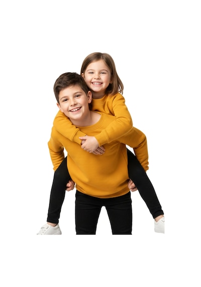 Zuzunga 2'li Basic Şardonlu Çocuk Sweatshirt Hardal - Kahverengi 9003