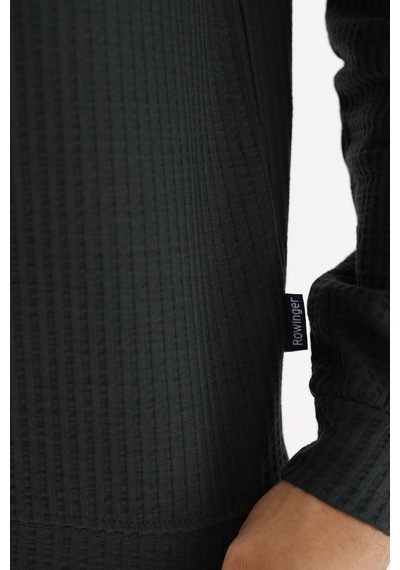 Rowinger Petek Yüzeyli Bisiklet Yaka Rahat Kalıp Lastik Manşetli Mevsimlik Sweatshirt Black