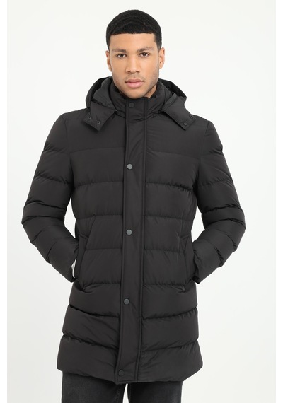 Dufy Erkek Slim Fit Kapüşonlu Siyah Mont-18157