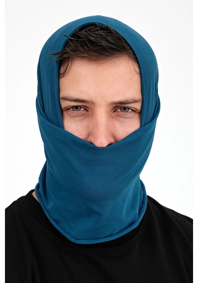 Butikgiz Erkek 4 Fonksiyonlu Koruyucu Pamuklu, Esnek, Terletmez, Bandana, Boyunluk, Maske - Tek Ebat / Mavi Mavi