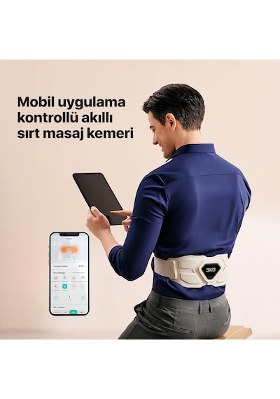 Skg W9 Pro Tens-Ems Bel Ve Sırt Masaj Aleti, Isı Terapisi-Termoterapi, Fototerapi Bel Kemeri Krem