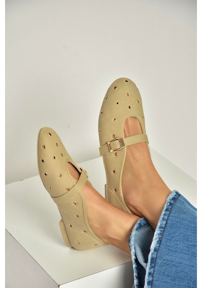 Fox Shoes Y820410104 Ten Triko Kumaş Kadın Babet Ten