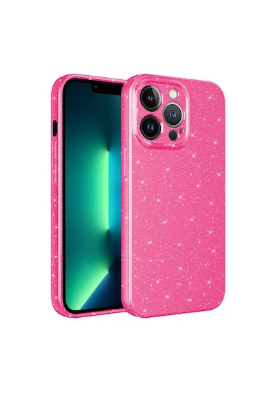 Kilifone - Apple Uyumlu iPhone 12 Pro - Kılıf Simli Kamera Korumalı Koton Kapak - Pembe Koyu