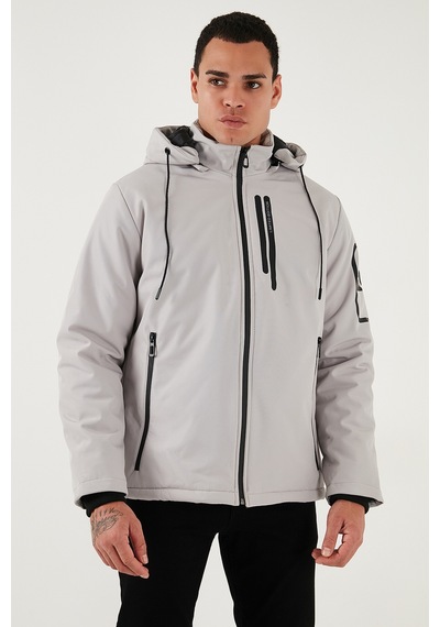 Buratti Regular Fit Çıkarılabilir Kapüşonlu Cepli Erkek Mont 497Albert Taş