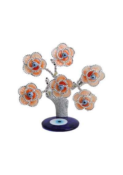 Feng Shui Nazar Boncuğu Çiçeği Hayat Ağacı Biblo Servet Çakra Şans Ağacı Mavi Göz Gül Ağacı 15 Cm. 00775188
