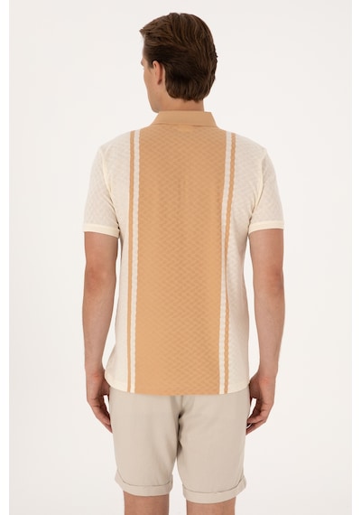 U.S. Polo Assn. Erkek Regular Fit Ekru Polo Yaka Fermuarlı Tişört 50300814-VR019