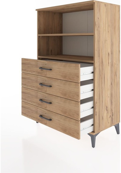 Hyperion Dolap 2 Raflı 4 Çekmeceli 88x44x134 Çam-çam Çam