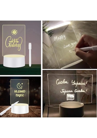 Usb Kablolu Işıklı Kendiliğinden Beyaz Kalemli-silgili Kreatif 3d Görselleştirme Led Lambası Renkli