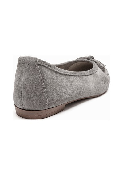 Luvishoes 03 Gri Süet Hakiki Deri Kadın Babet Ayakkabı