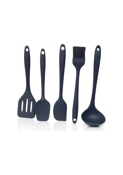 5 Parça Silikon Servis Takımı Küçük Boy 21 Cm Gri